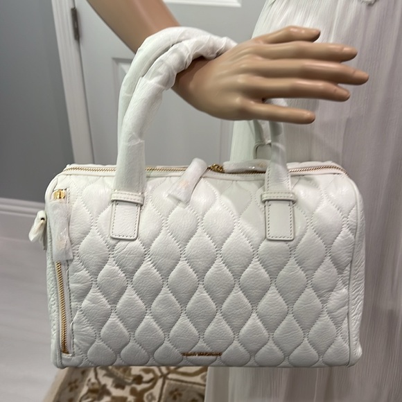 Vera Bradley Quilted Mario Satchel White Genuine Leather - Picture 1 of 14